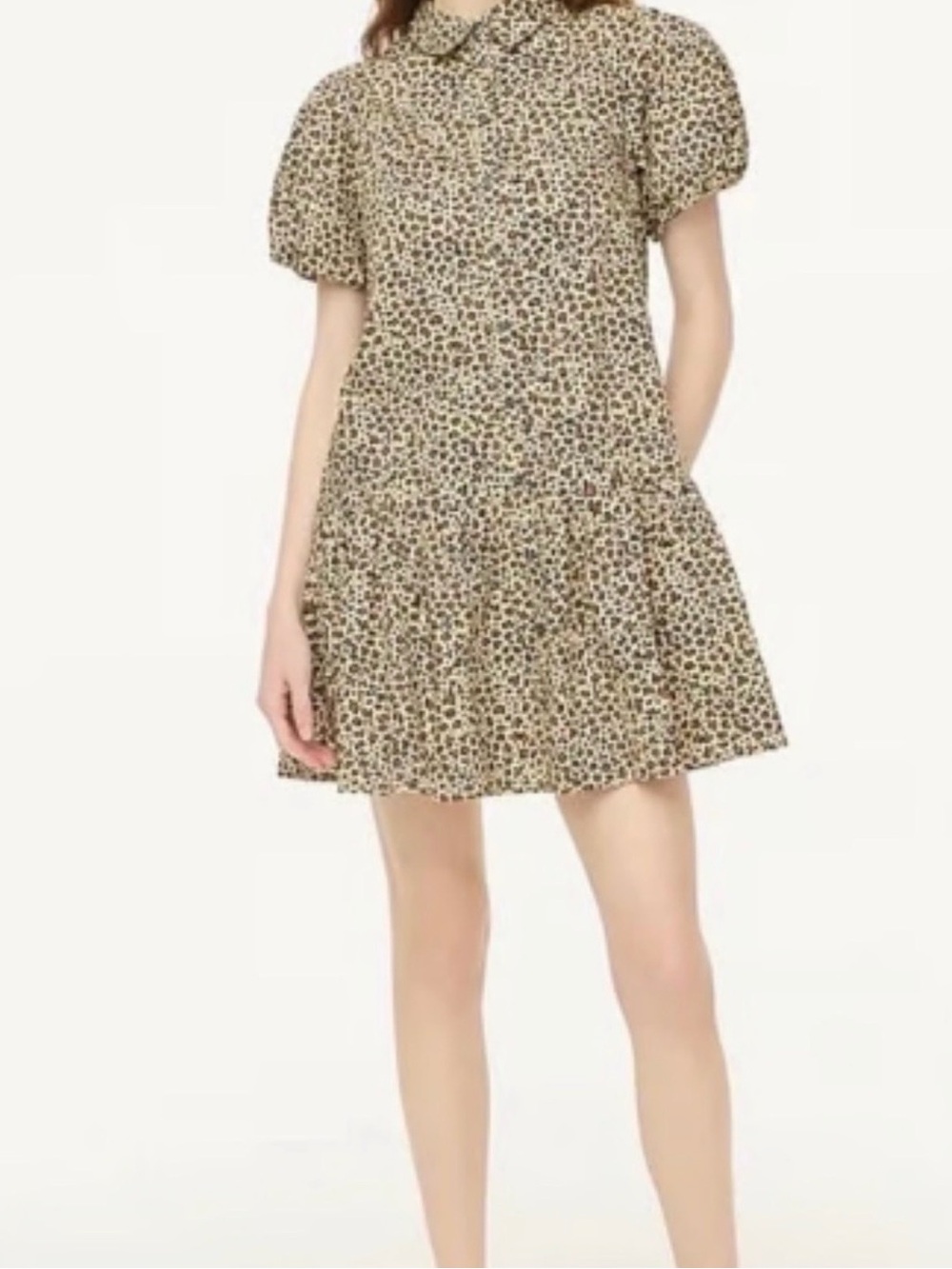 J. Crew Beige and Black Leopard Tiered Mini Dress